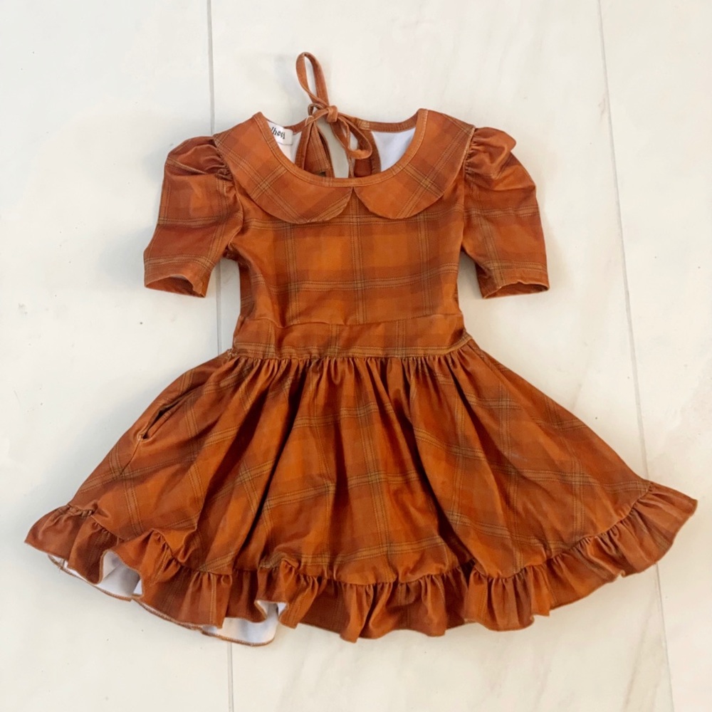 Girlhood Peter Pan collar Plaid twirl dress